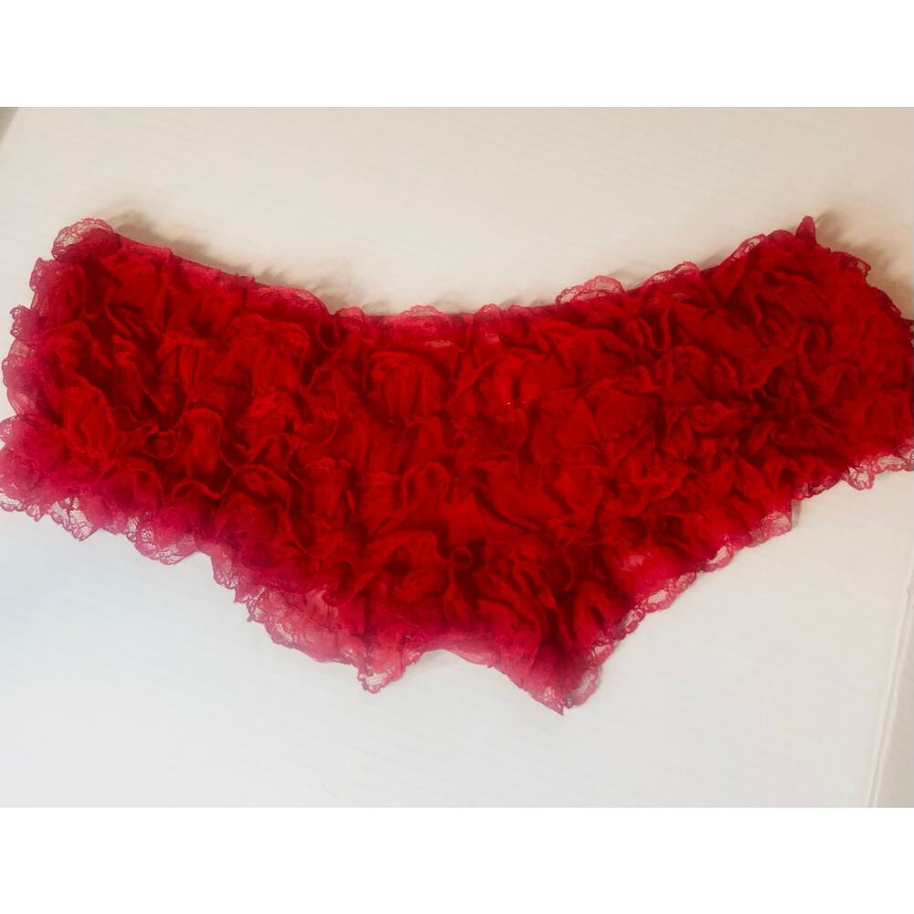 VTG Fredericks of Hollywood Red Lace Ruffle Shorts Size M